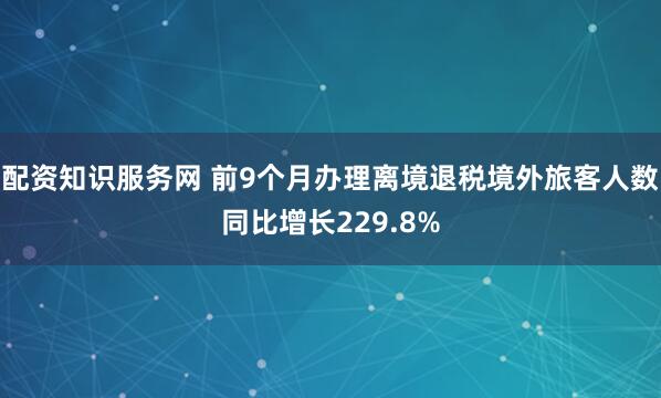 配资知识服务网 前9个月办理离境退税境外旅客人数同比增长229.8%
